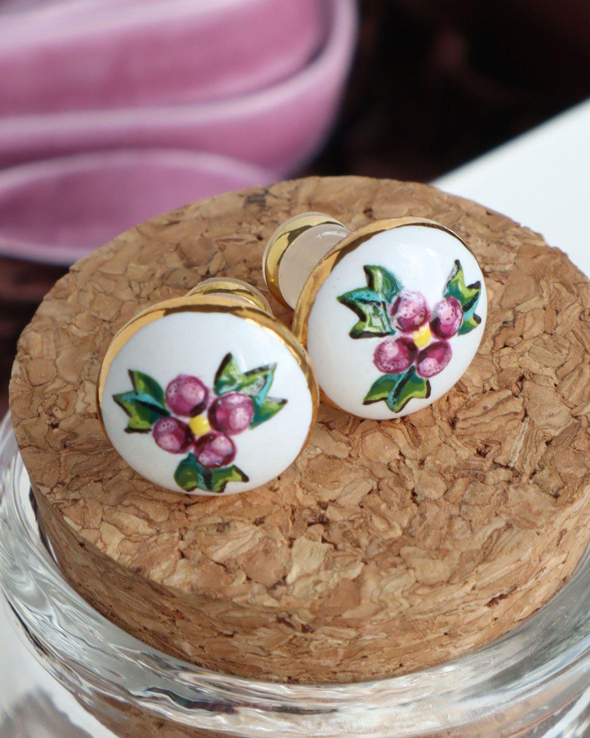 Сережки керамічні "Рожеві мальви" 