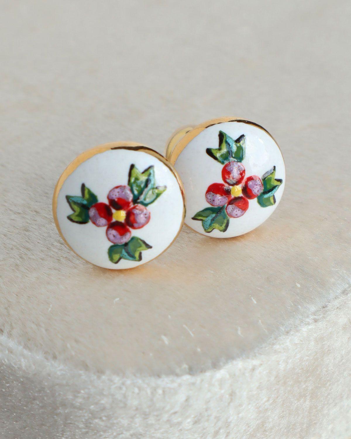 Сережки керамічні "Червоні мальви" 